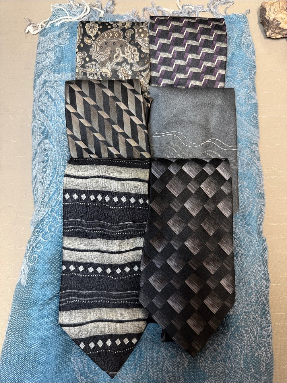 Classic Black & Gray Men's Tie Set - Patterned and Textured Styles